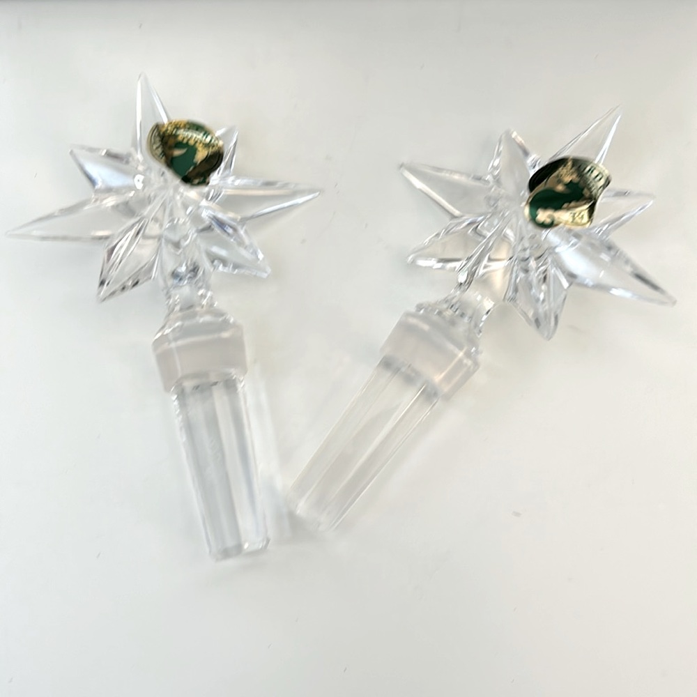 Waterford crystal wine stoppers - pair in original box.